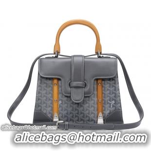 Discount 2015 Goyard Small Saigon Tote Bag With Strap PM 8941 Dark Grey