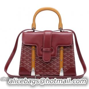 Shop Cheap 2015 Goyard Small Saigon Tote Bag With Strap PM 8941 Burgundy