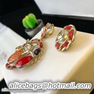 Classic Hot Chanel Fruit Asymmetric Earrings AB0188 Red/Gold/Orange 2018