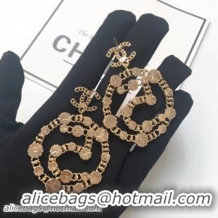 Most Popular Chanel Earrings with 5 Large Ring Pendant AB0273 Gold/Pearly White 2018