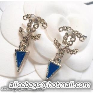 Charming Chanel CC Earrings with Triangle Pendant AB0276 Blue 2018