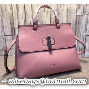 Ladies Cheap Gucci Bamboo Daily Leather Top Handle Bag 392013 Pink