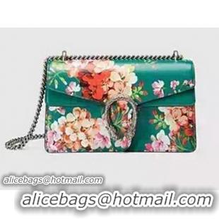 Classic Cheap Gucci Dionysus Blooms Leather Shoulder Bag 400249 Green