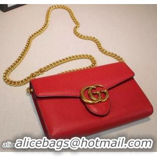 New Arrivals Gucci GG Marmont Leather mini Chain Bag 401232 Red