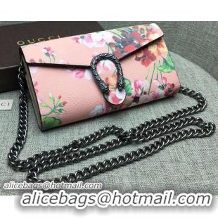 Free Shipping Discount Gucci Dionysus Blooms Leather Chain Wallet 404141 Pink