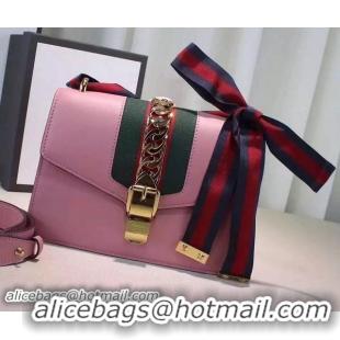 New Style Gucci Sylvie Leather mini Chain Bag 431666 Pink