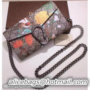 Conveniency 2016 Gucci Dionysus Blooms GG Supreme Chain Wallet 404141 Brown