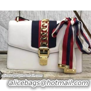 Classic Hot Sell Gucci Sylvie Leather Chain Bag 431667 White