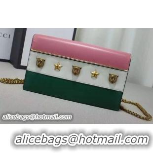 Discount Fashion Gucci Contrast Leather Studded mini Bag 421843 Pink&Green