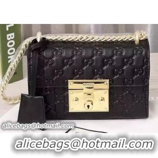 Luxury Classic Gucci Padlock Gucci Signature Shoulder Bag 409487 Black