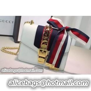 Fashion Show Collections Gucci Sylvie Leather mini Chain Bag 431666 White