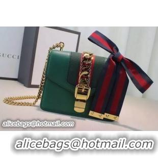 Fashion Cheap Gucci Sylvie Leather mini Chain Bag 431666 Green