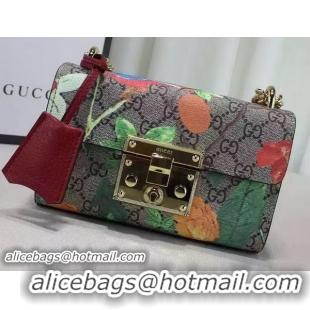 Free Shipping Cheap Gucci Padlock GG Supreme Shoulder Bag 409487 Khaki