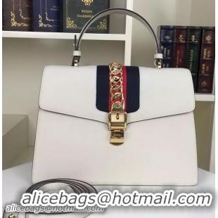 Noble Good Price Gucci Sylvie Leather Shoulder Bag 421665 White