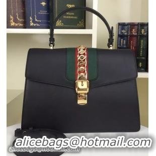 Discount Grade Gucci Sylvie Leather Shoulder Bag 421665 Black