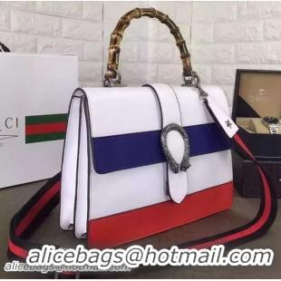 New Style Gucci Dionysus Leather Top Handle Bag 421999 White&Royal