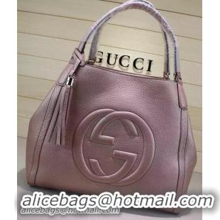 Shop Perfect Gucci Medium Soho Shoulder Bag Calfskin Leather 282309 Light Pink