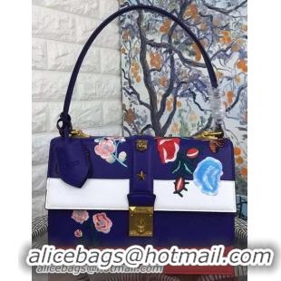 New Arrivals Gucci Cat Lock Leather Top Handle Bag 405858 Royal&White