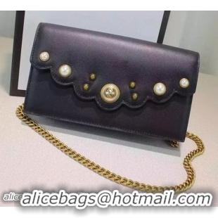 Buy Discount Gucci Calfskin Leather mini Chain Bag 431478 Black