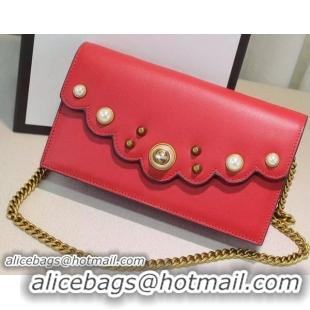 New Discount Gucci Calfskin Leather mini Chain Bag 431478 Red