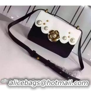 Luxury Cheap Gucci Calfskin Leather Chain Shoulder Bag 432281 White&Black