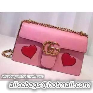 Buy Discount Gucci GG Marmont Original Leather Shoulder Bag 431777 Pink