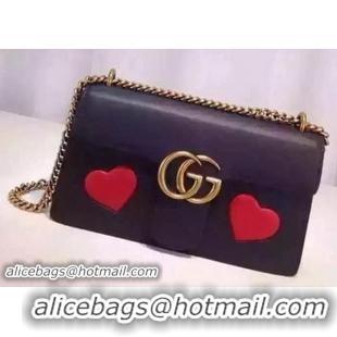 Top Quality Gucci GG Marmont Original Leather Shoulder Bag 431777 Black