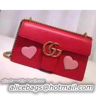 New Style Gucci GG Marmont Original Leather Shoulder Bag 431777 Red