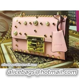 Free Shipping Discount Gucci Padlock Studded Leather Shoulder Bag 432182 Pink