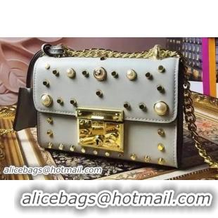 New Luxury Gucci Padlock Studded Leather Shoulder Bag 432182 OffWhite