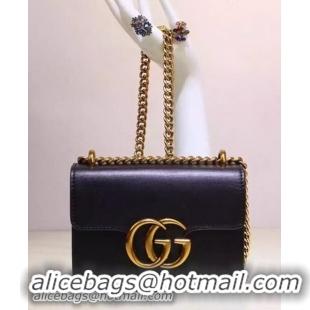 Luxury Cheap Gucci GG Marmont Leather Shoulder Bag 431384 Black