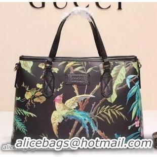 Grade GUCCI GG Supreme Hummingbirds Tote Bag 429019 Black