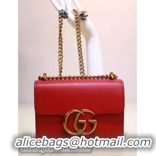 Unique Style Gucci GG Marmont Leather Shoulder Bag 431384 Red