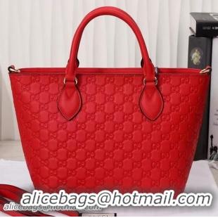 Big Discount Gucci Signature Leather Tote Bag 432124 Red