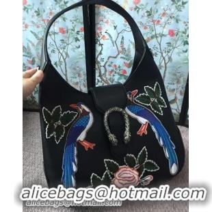 Best Product Gucci Dionysus Embroidered Leather Hobo Bag 444072 Black