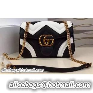 Traditional Discount Gucci GG Marmont Matelasse Shoulder Bag 426744 Black&White