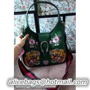 Low Cost Gucci Dionysus Embroidered Leather Hobo Bag 444072 Green