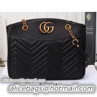 Famous Brand Gucci GG Marmont Matelasse Tote Bag 443501 Black