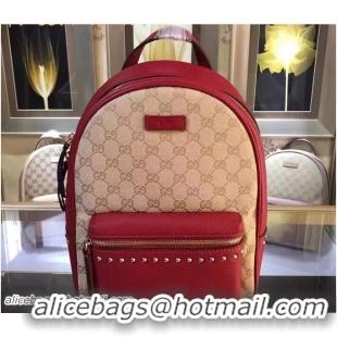 Buy Luxury Gucci GG Canvas/Leather Studded Backpack 431570 Red 2016