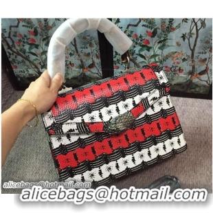 Buy Fashionable Gucci Snake Pattern Calfskin Bamboo Top Handle Bag 443682 Red