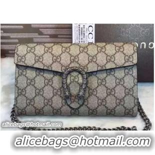 Fashion Luxury Gucci Dionysus Mini Chain Wallet Bag 401231 GG Supreme Apricot