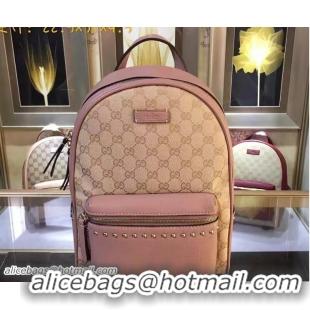 Sumptuous Gucci GG Canvas/Leather Studded Backpack 431570 Nude Pink 2016