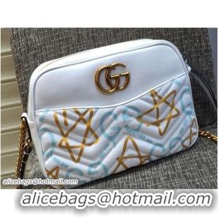 Well Crafted Gucci GG GucciGhost Marmont Matelassé Chevron Shoulder Medium Bag 443499 White 2016