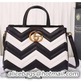 Expensive Gucci GG Marmont Matelasse Top Handle Bag 448054 Black&White