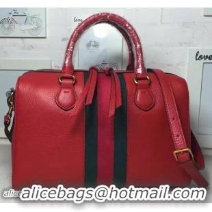 Lower Price Gucci Webby leather Top Handle Bag 409022 Red