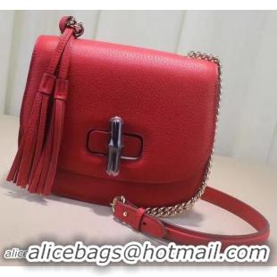 Luxury Gucci Miss Bamboo Leather Shoulder Bag 387810 Red