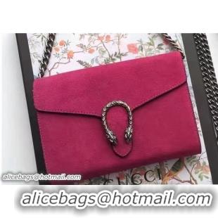 Stylish Gucci Dionysus Suede Mini Chain Wallet Bag 401231 Fushia