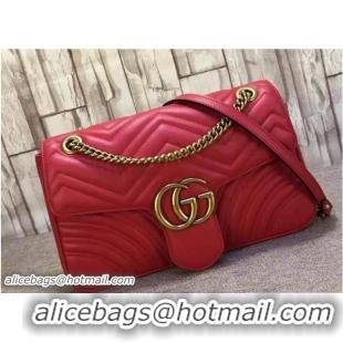 Buy New Cheap Gucci GG Marmont Matelassé Chevron Medium Chain Shoulder Bag 443496 Red