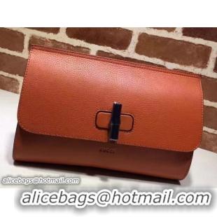 Classic Hot Gucci Bamboo Daily Leather Medium Clutch Bag 387220 Orange