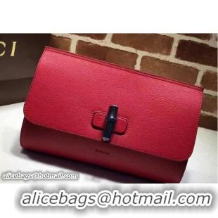 Traditional Specials Gucci Bamboo Daily Leather Medium Clutch Bag 387220 Red